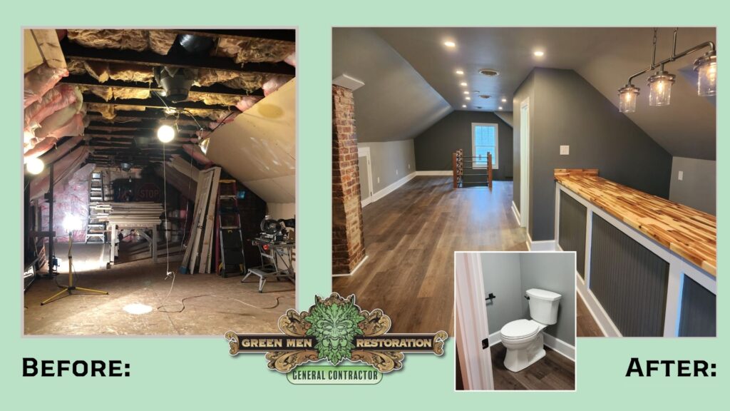 Green Men Restoration: Transforming a Traditional Attic into a Modern Living Space