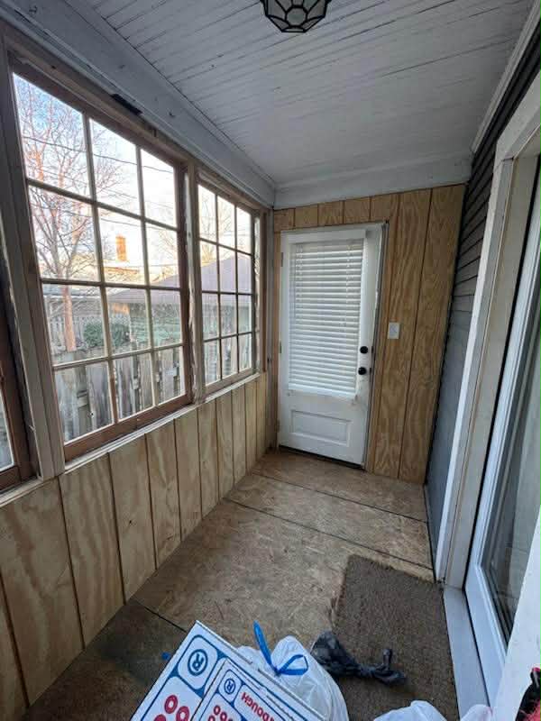 Enclosed porch before and after remodel