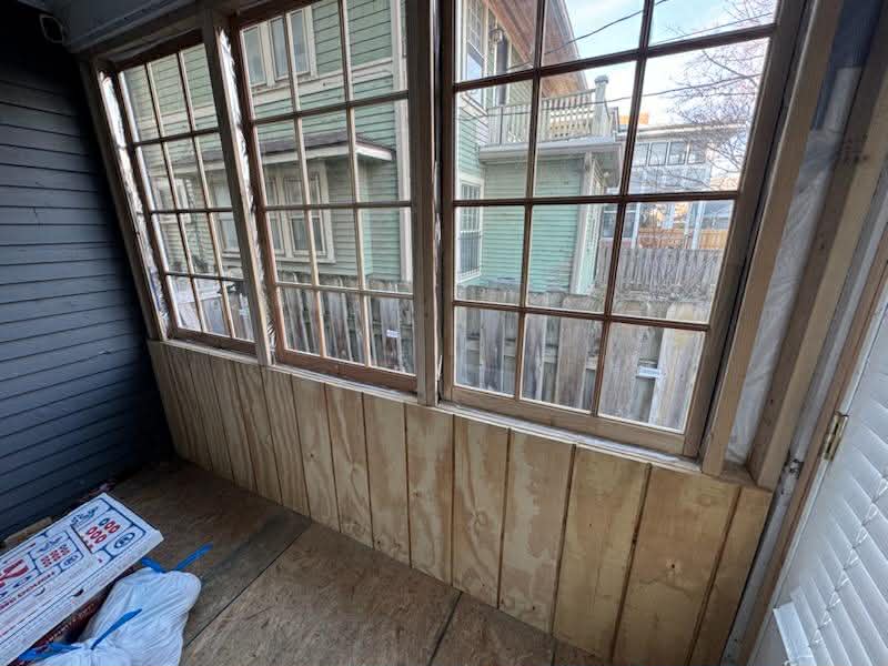 Finished enclosed porch interior